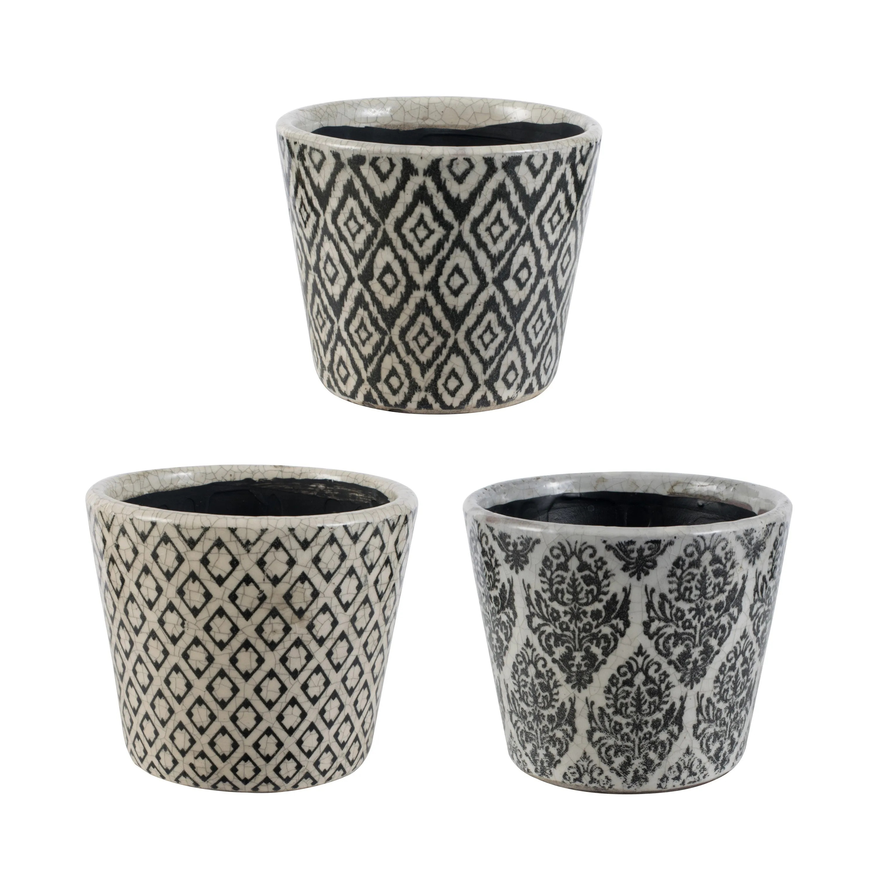 Herb Pots in Fresh Black Set of 3