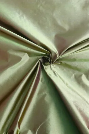 Iridescent Olive Green/Sunflower yellow Taffeta Silk Fabric