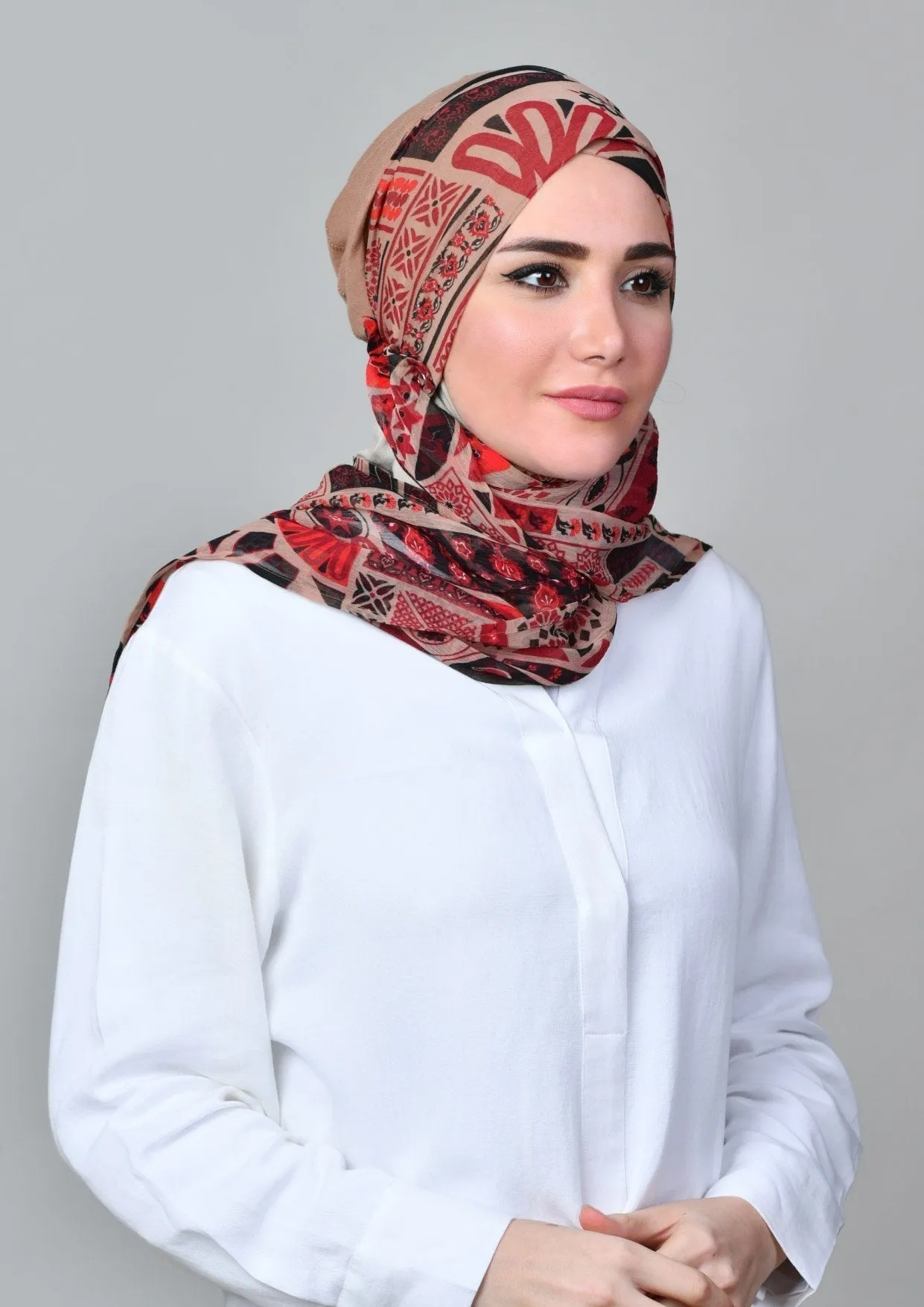 Kamila Koufi- Cap Shawl- Mosaic Chiffon