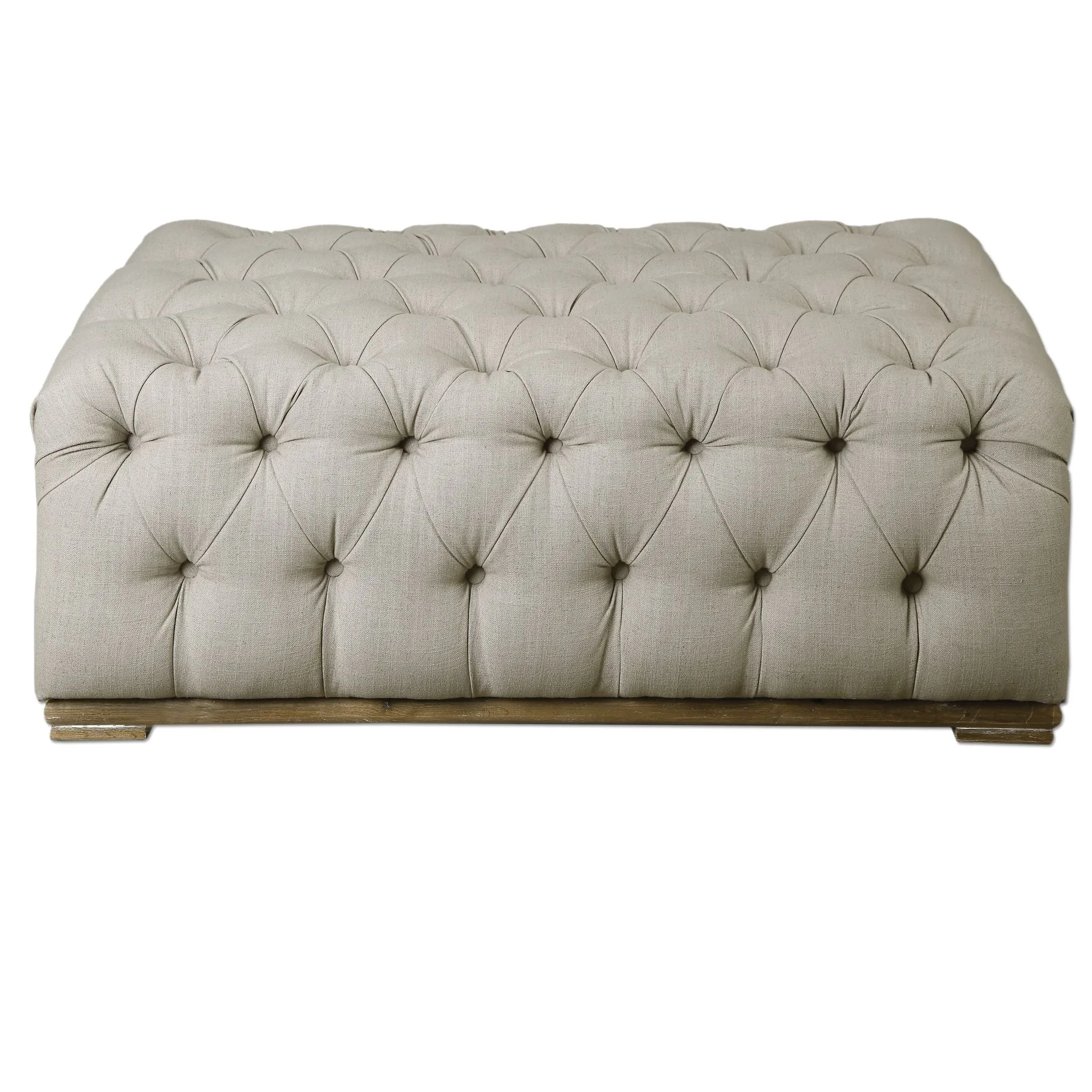 Kaniel Tufted Antique White Ottoman