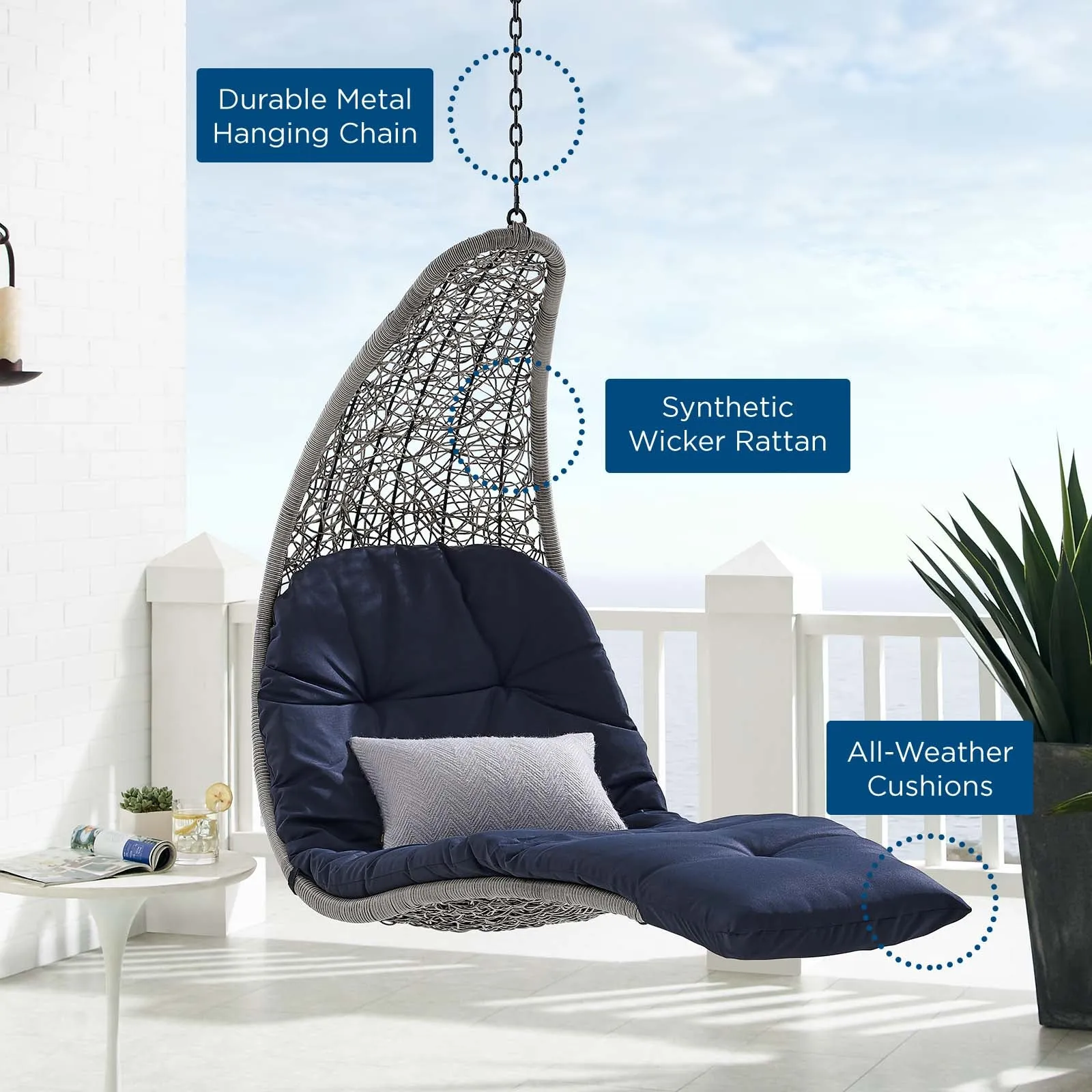 Landscape Hanging Chaise Lounge Outdoor Patio Swing Chair