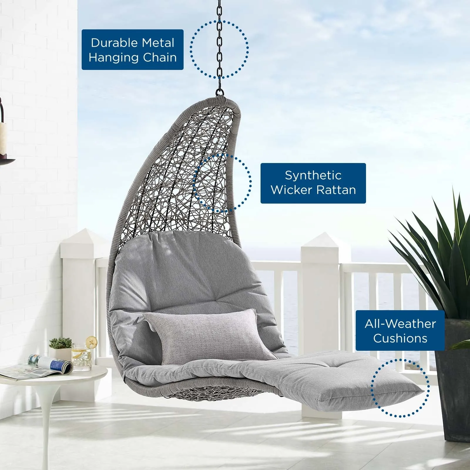 Landscape Hanging Chaise Lounge Outdoor Patio Swing Chair