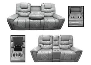 Light Gray & Cream Sofa and Glider Loveseat Set by Corinthian