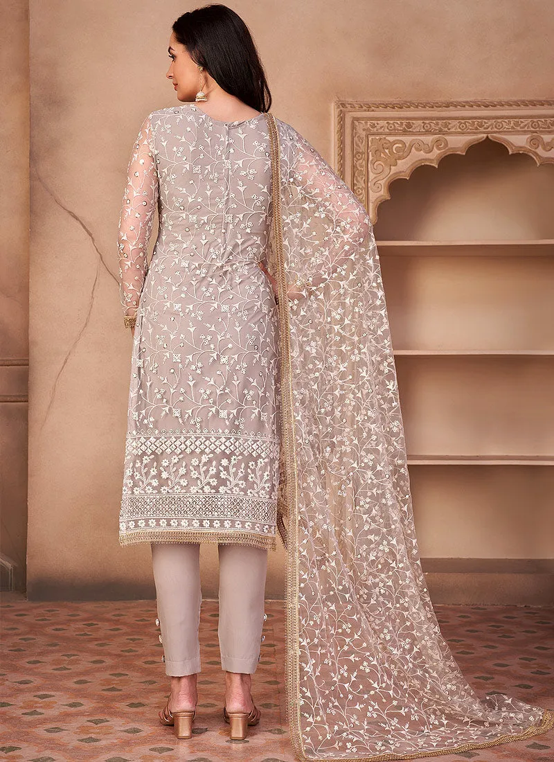 Light Grey Chikankari Pakistani Pant Suit