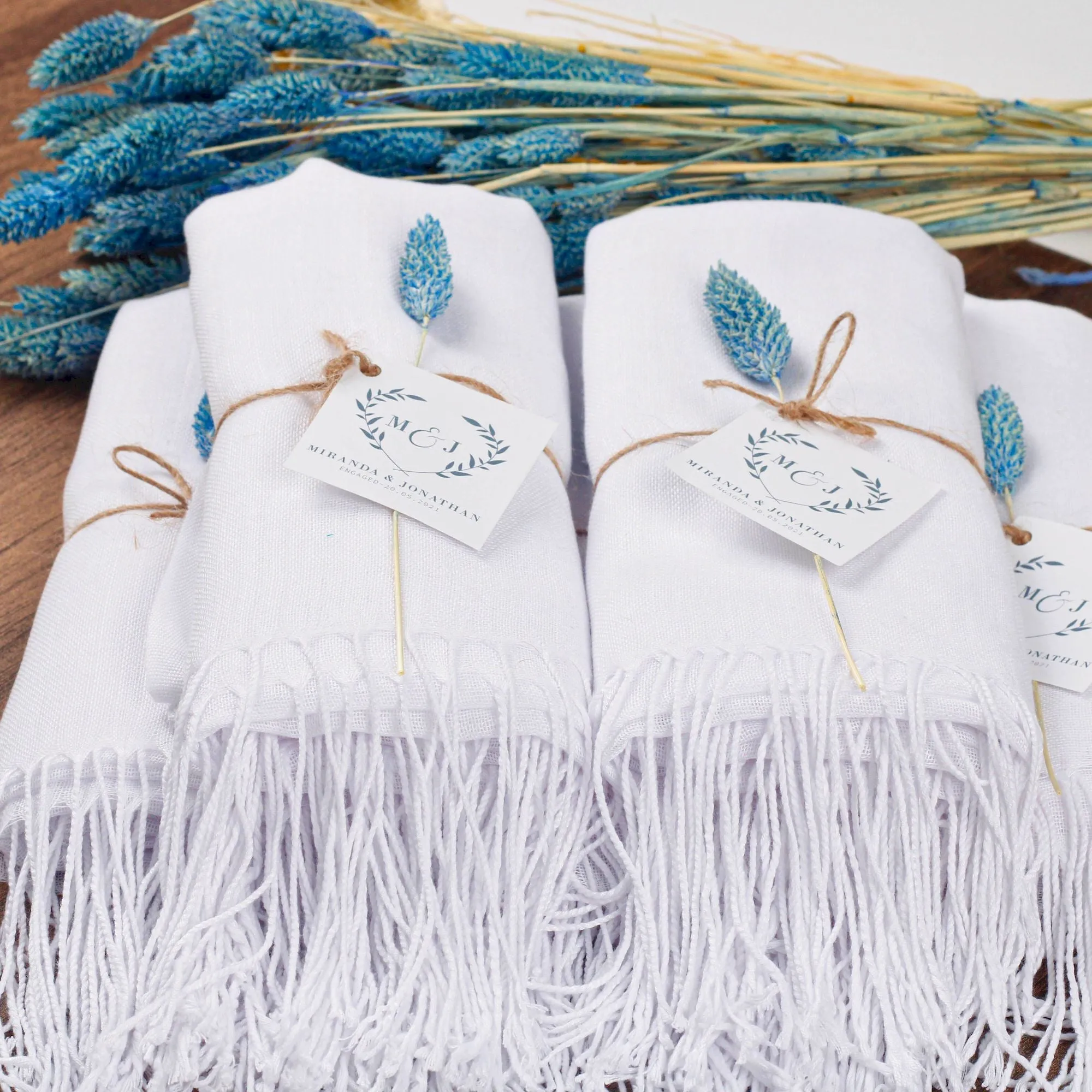 Luxury Personalized White Pashmina Shawls: Perfect Bridal Shower Gifts, Bridesmaid Presents, & More!