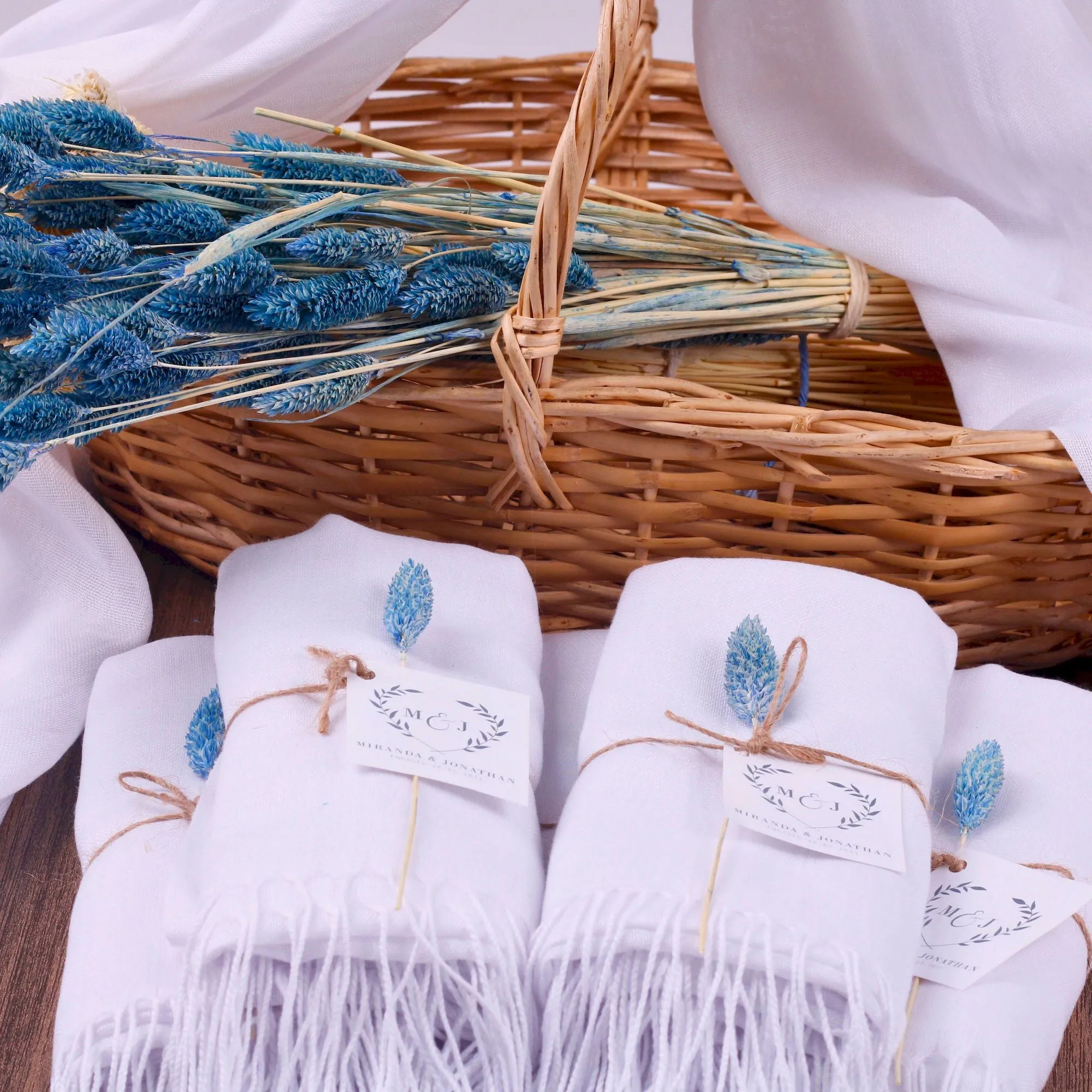 Luxury Personalized White Pashmina Shawls: Perfect Bridal Shower Gifts, Bridesmaid Presents, & More!