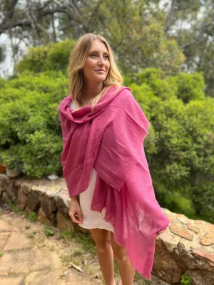 Luxury Shawl - Silk Cashmere - Raspberry