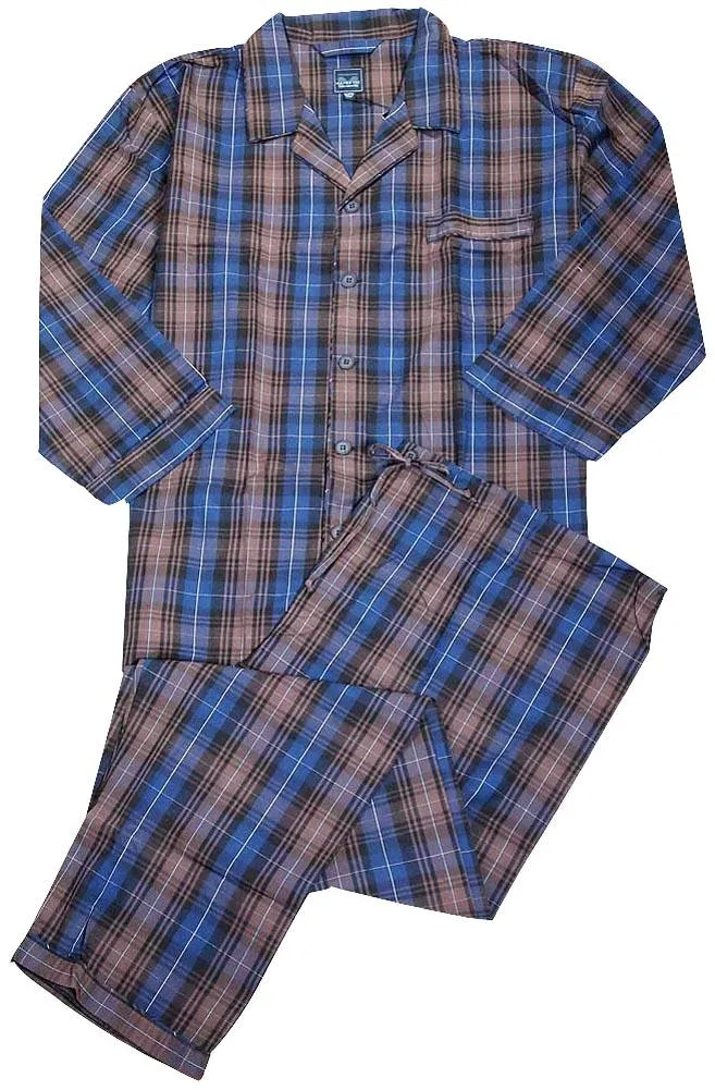 Majestic International Mens Big & Tall Long Sleeve Broadcloth Sleep Pajama Set, 35564