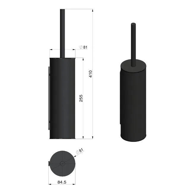 Meir Round Toilet Brush and Holder Matte Black