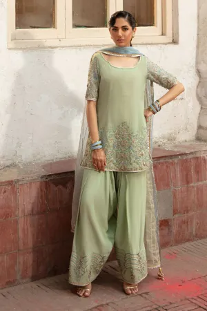 Nilofer Shahid - Adeena - Maansi - Mint Green - Khadi net - 3 Piece