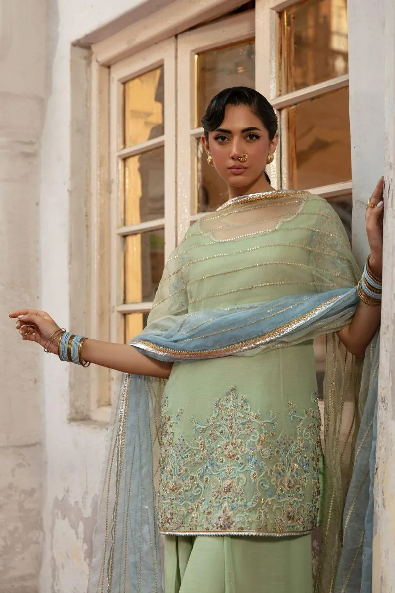 Nilofer Shahid - Adeena - Maansi - Mint Green - Khadi net - 3 Piece