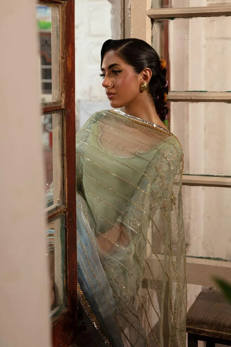 Nilofer Shahid - Adeena - Maansi - Mint Green - Khadi net - 3 Piece