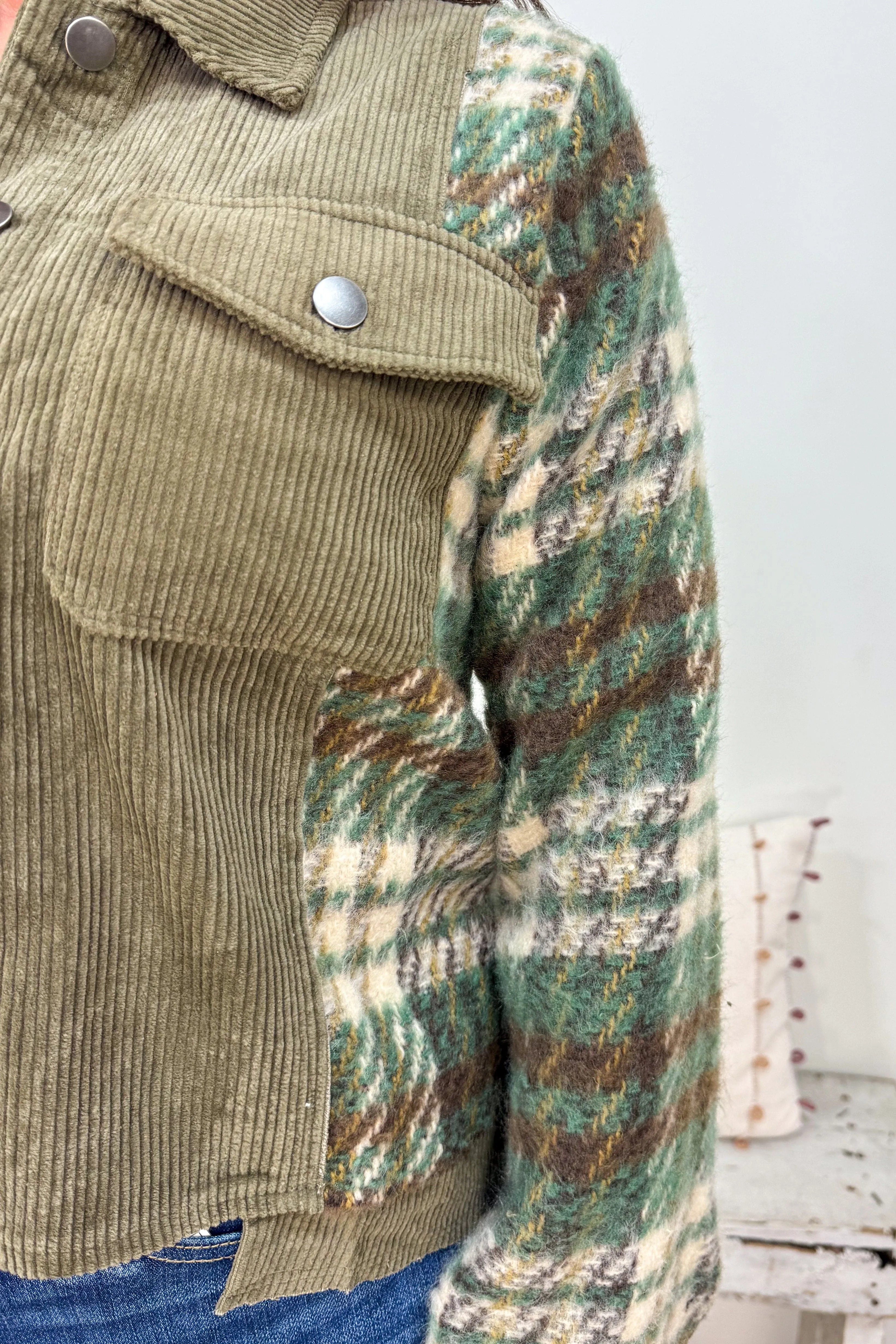 Olive & Plaid Corduroy Jacket