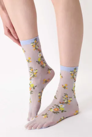 Oroblu Floral Embroidery Crew Socks