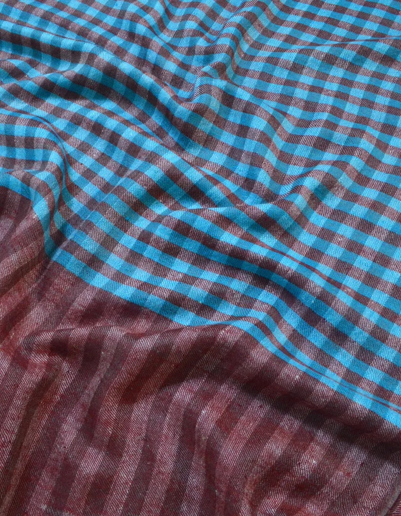 Pashmina Pattern Wrap In Maroon & Blue 5608