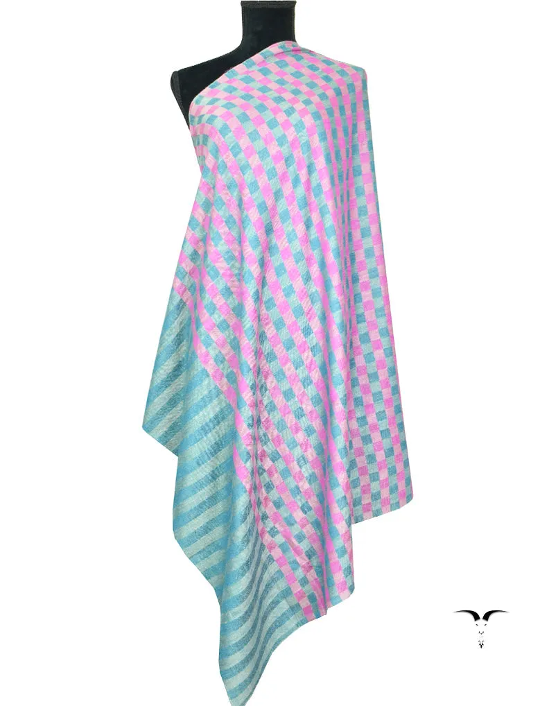 Pink & Green Striped Pashmina Shawl 5494