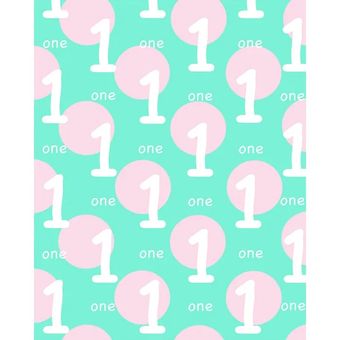 Pink and Mint 1st Birthday Printed Backdrop