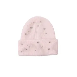 Pink Angora Crystal Beanie