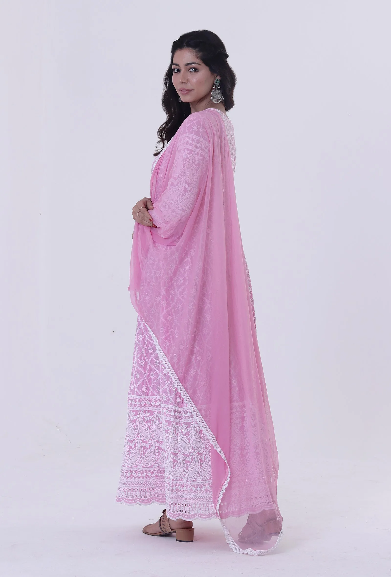 Pink Georgette Dupatta