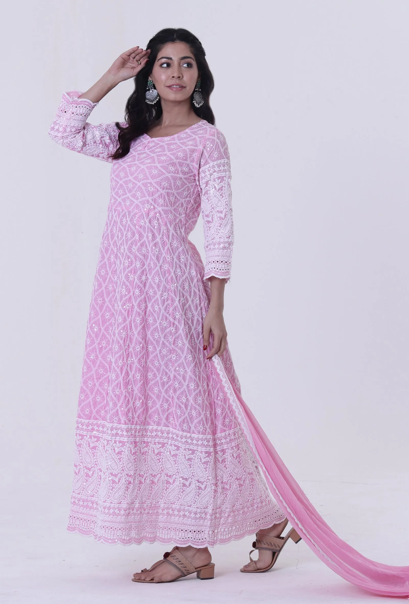 Pink Georgette Dupatta