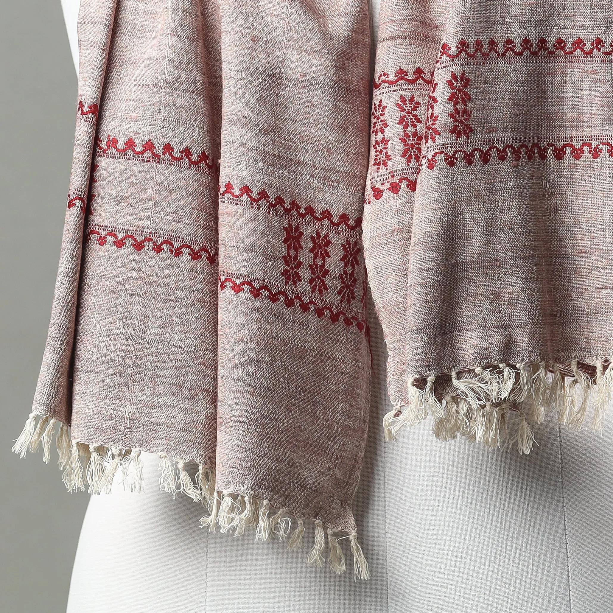 Pink - Traditional Handloom Eri Silk Stole from Assam