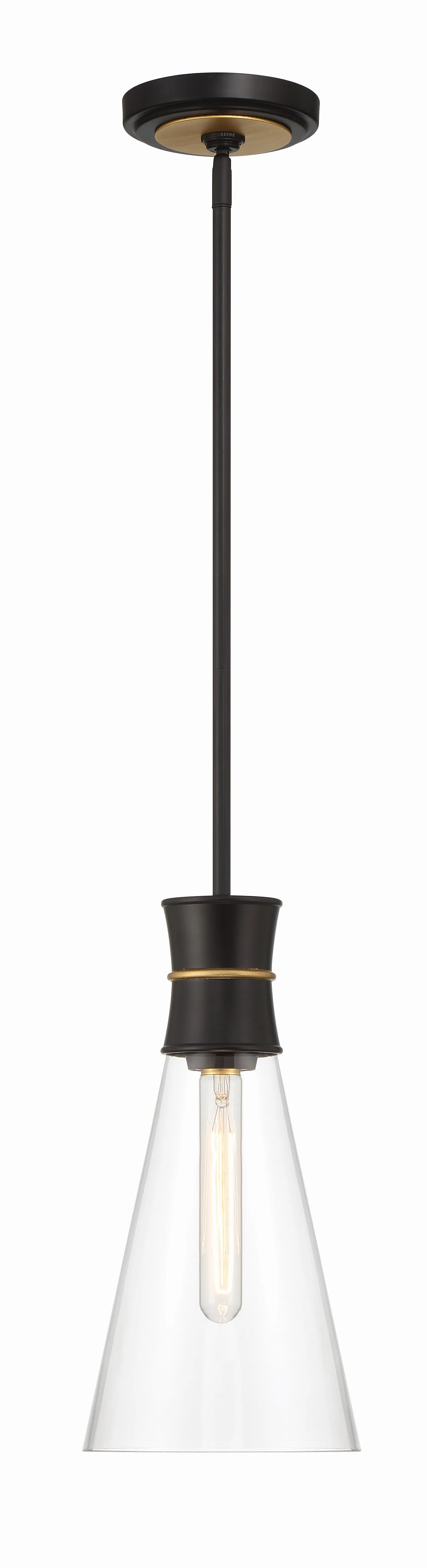 Quinn 1 Light Matte Black   Textured Gold Mini Pendant - C193-QUN-1500-MK-TG