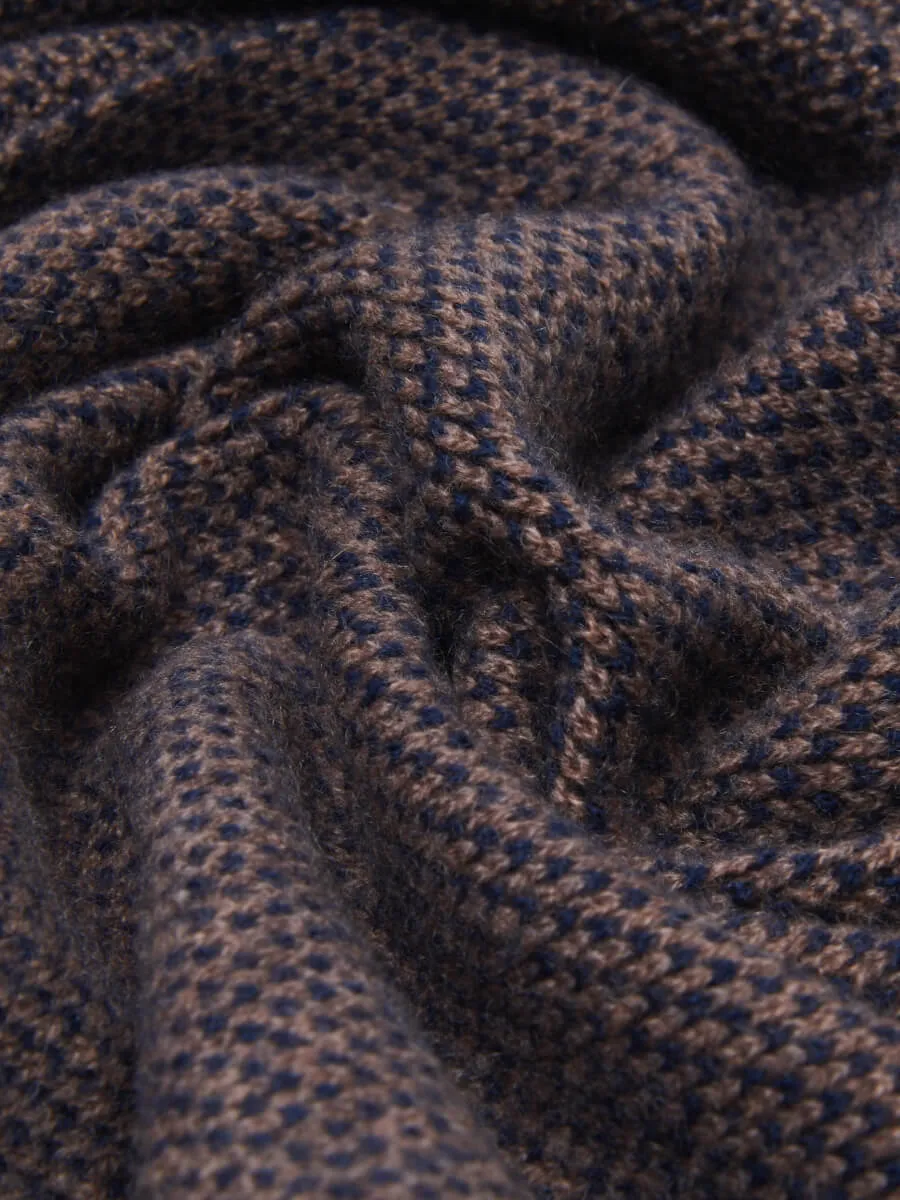 Riccardo (brown & blue) - 100% cashmere scarf with pattern