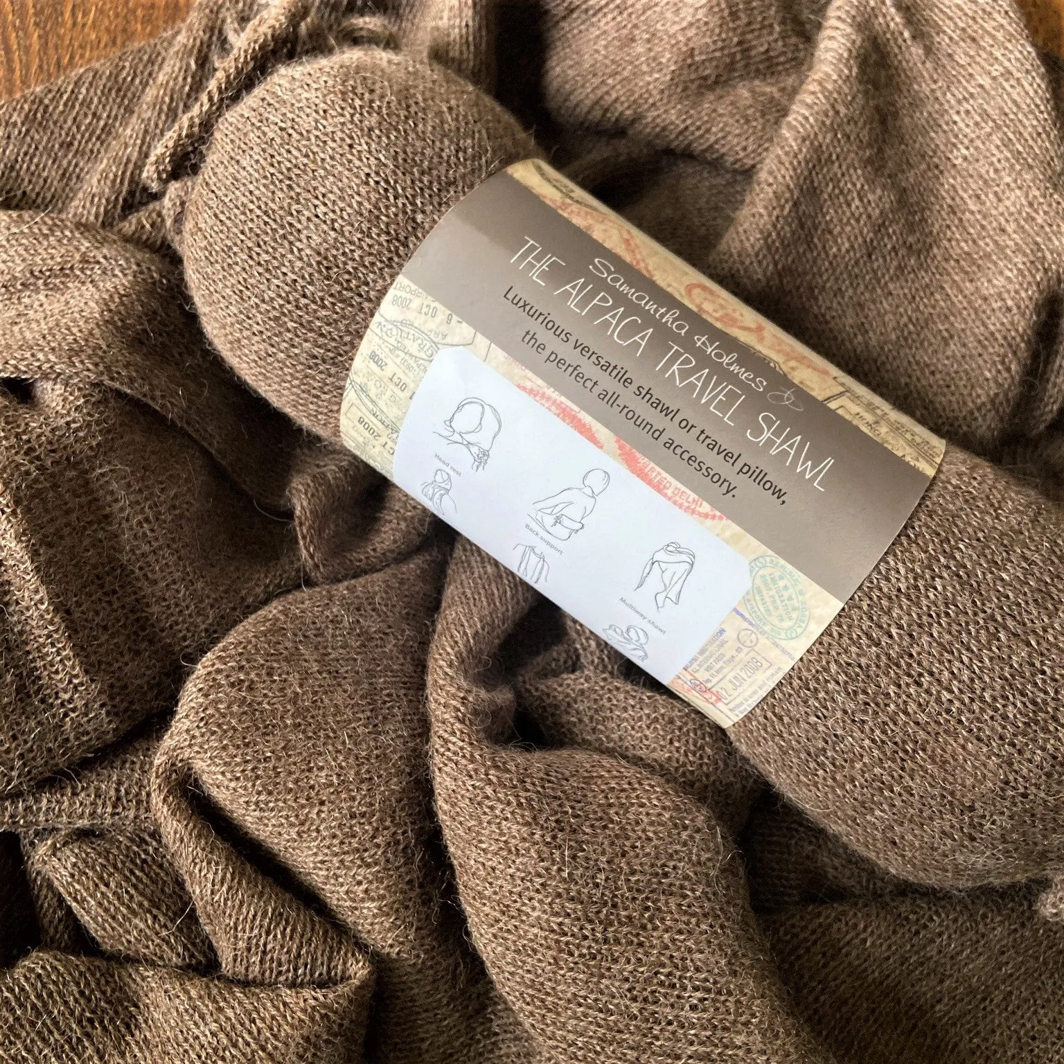 Samantha Holmes Alpaca Travel Shawl in Bag