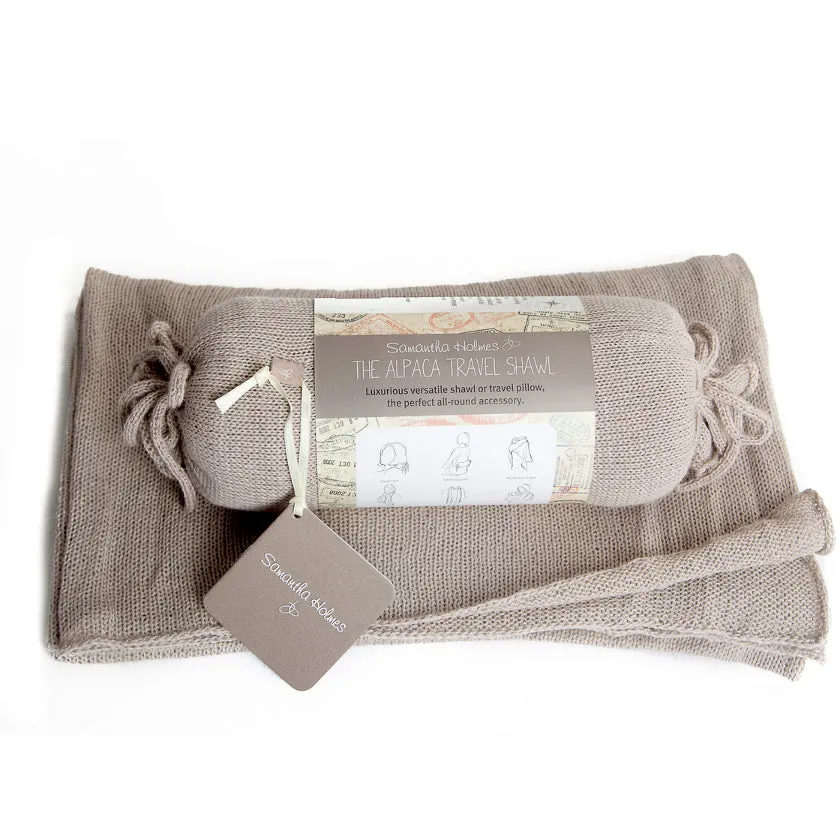 Samantha Holmes Alpaca Travel Shawl in Bag