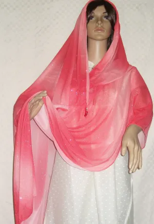 Scarf 2274 Pink Glitter Jersey Dupatta Chunni Shawl Shieno Sarees