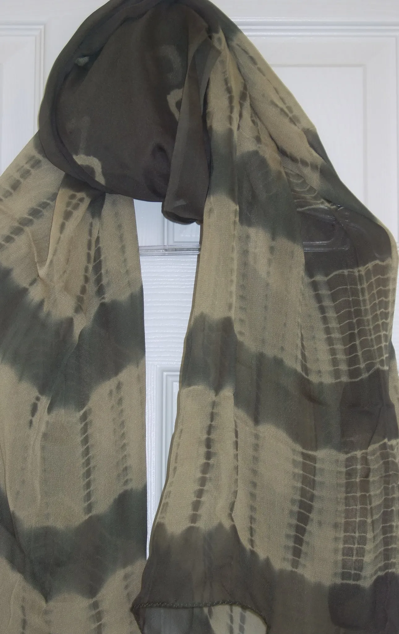 Scarf 305 Tie Dye Green Gray Chiffon Dupatta Chunni Shawl Wrap Shieno