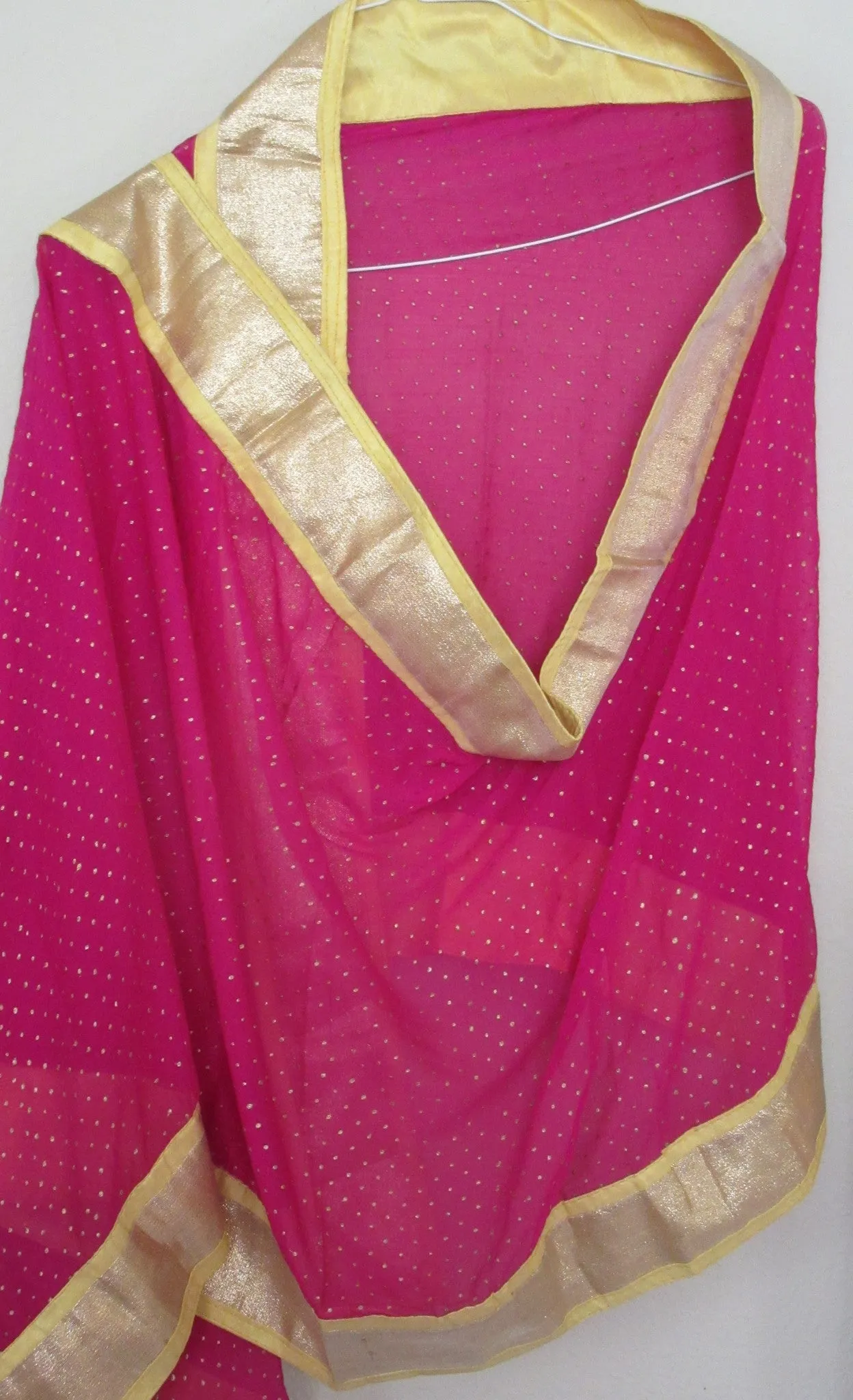 Scarf 7159 Georgette Gold Trims Indian Dupatta Chunni