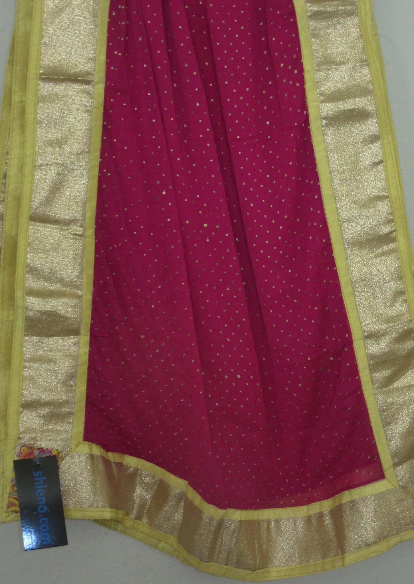 Scarf 7159 Georgette Gold Trims Indian Dupatta Chunni