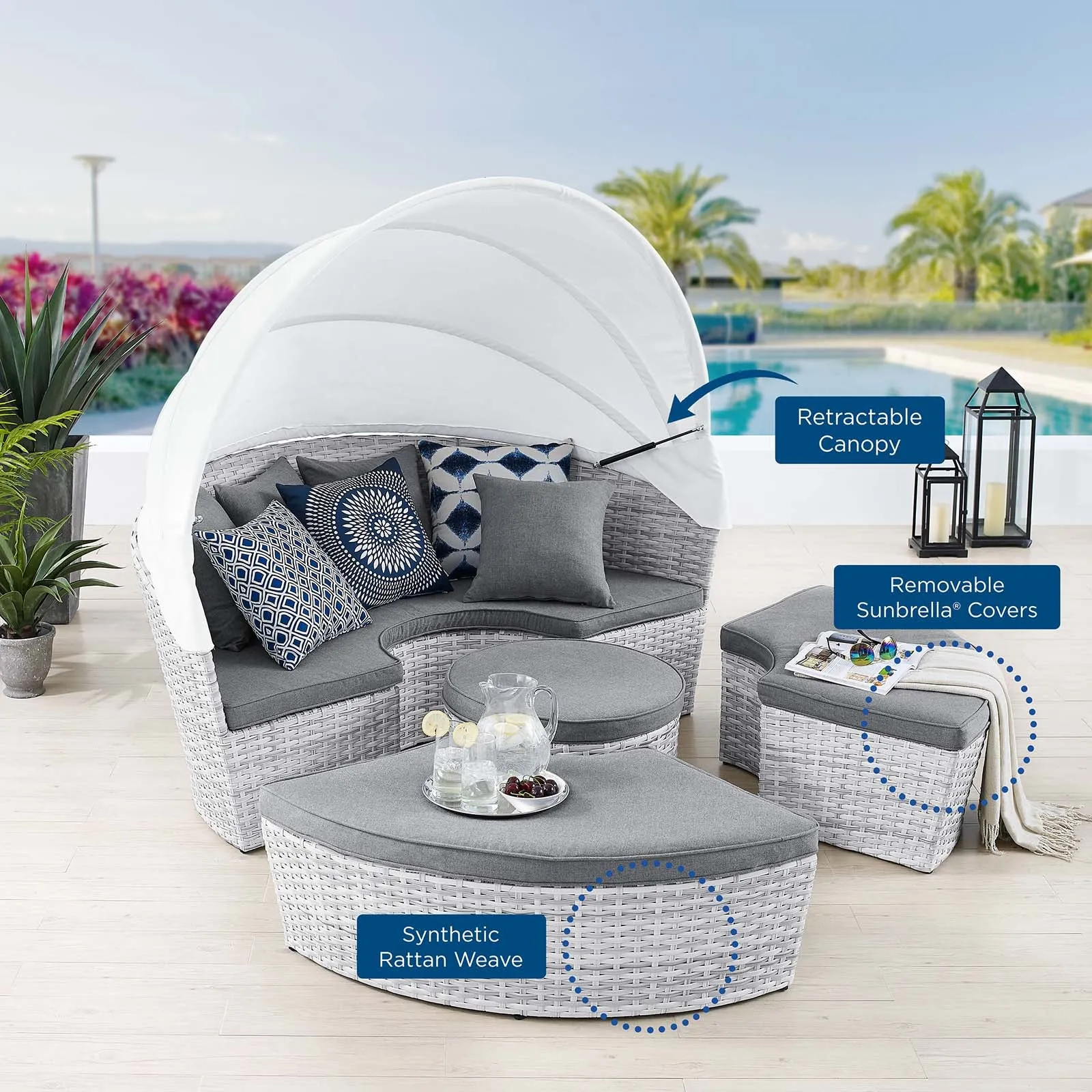 Scottsdale Canopy Sunbrella Outdoor Patio Daybed