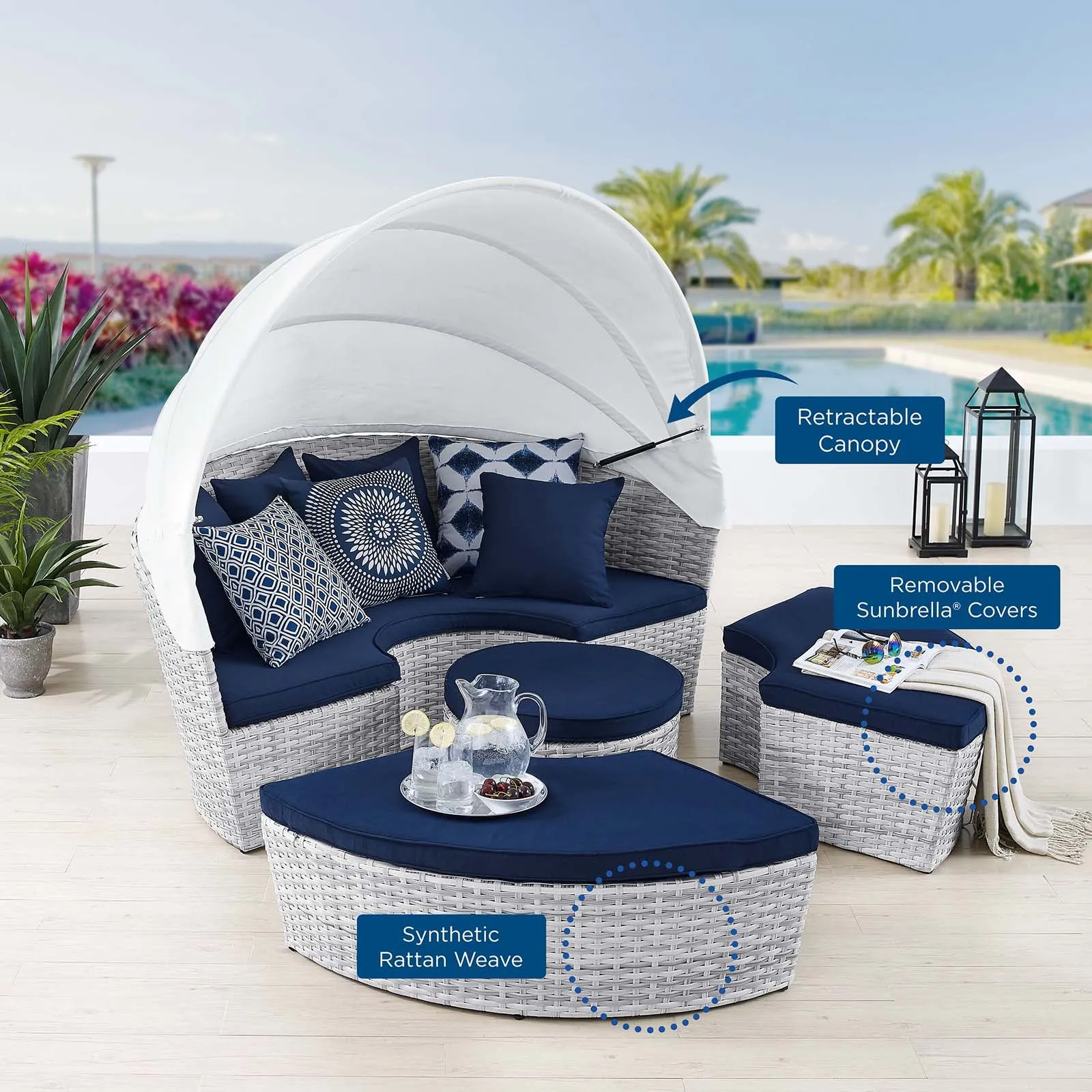 Scottsdale Canopy Sunbrella Outdoor Patio Daybed