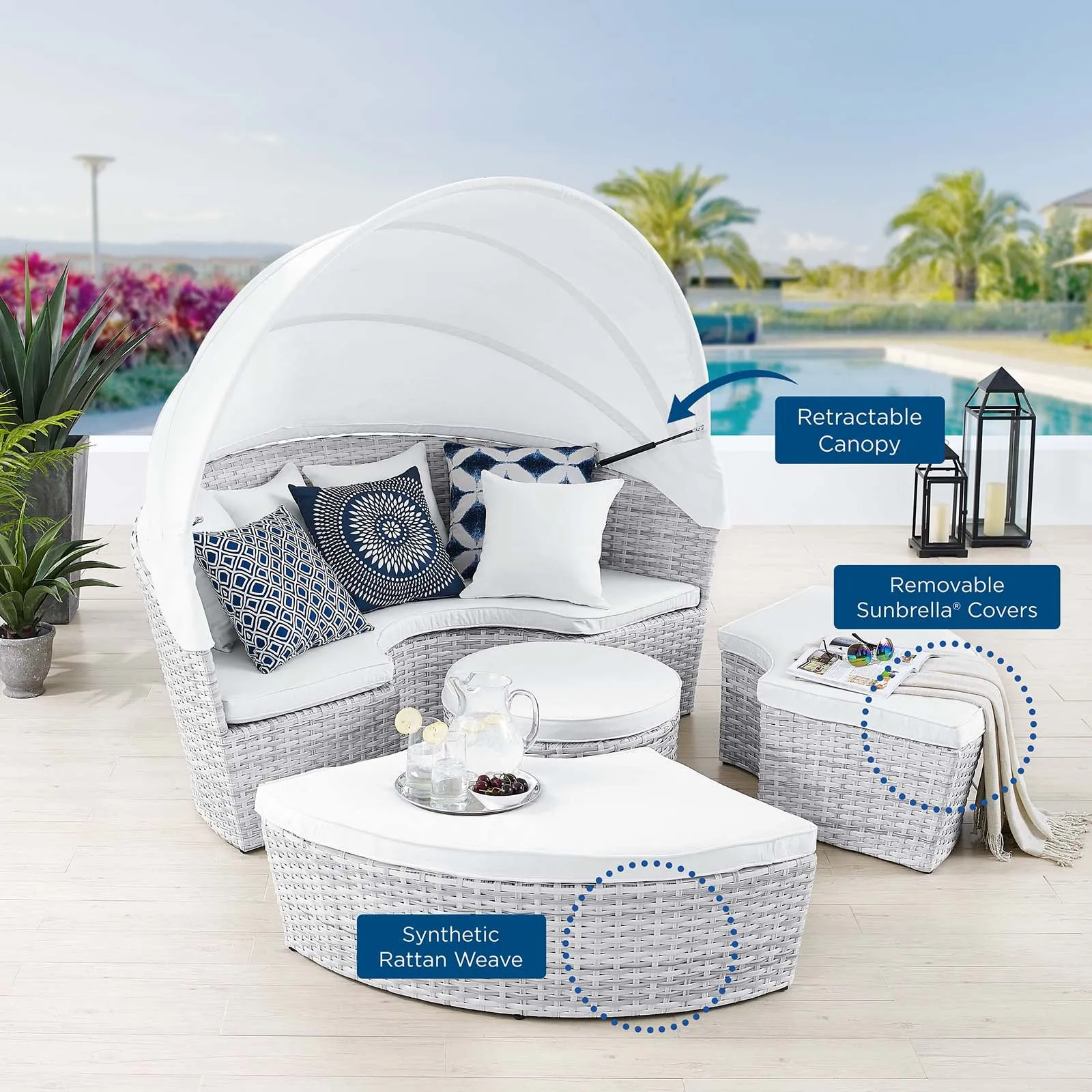 Scottsdale Canopy Sunbrella Outdoor Patio Daybed