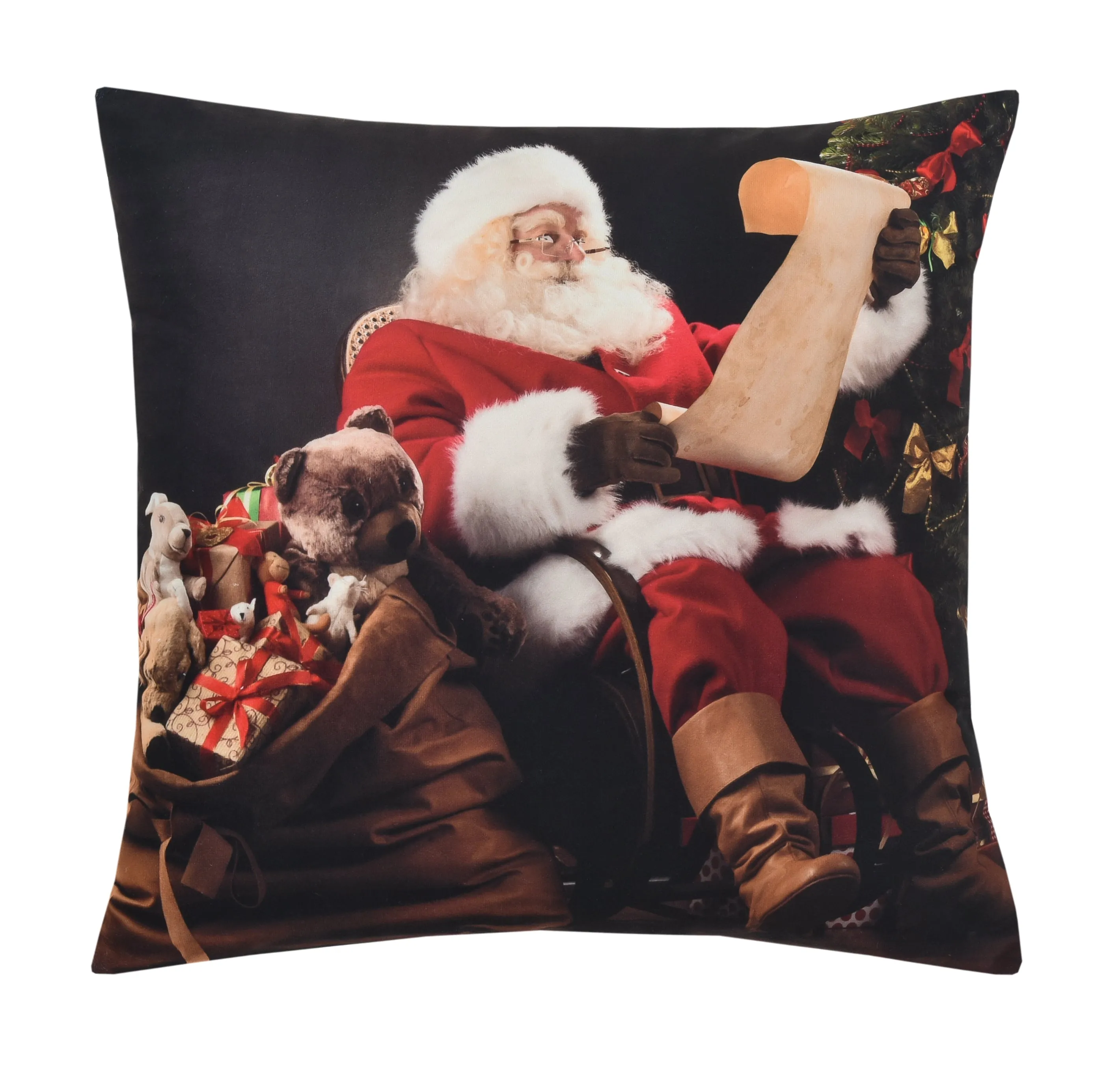 Seasonal Christmas Santa Claus Actions Pattern Decorative Accent Throw Pillow