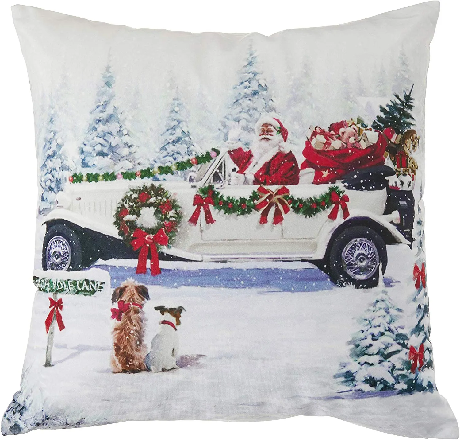 Seasonal Christmas Santa Claus Actions Pattern Decorative Accent Throw Pillow