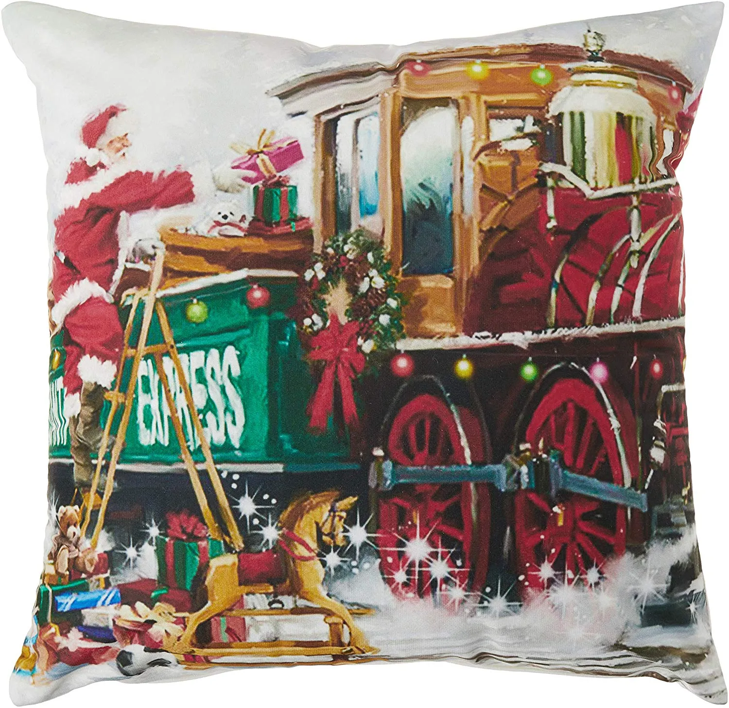 Seasonal Christmas Santa Claus Actions Pattern Decorative Accent Throw Pillow