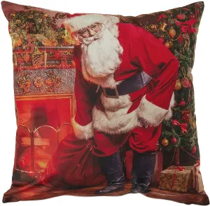 Seasonal Christmas Santa Claus Actions Pattern Decorative Accent Throw Pillow