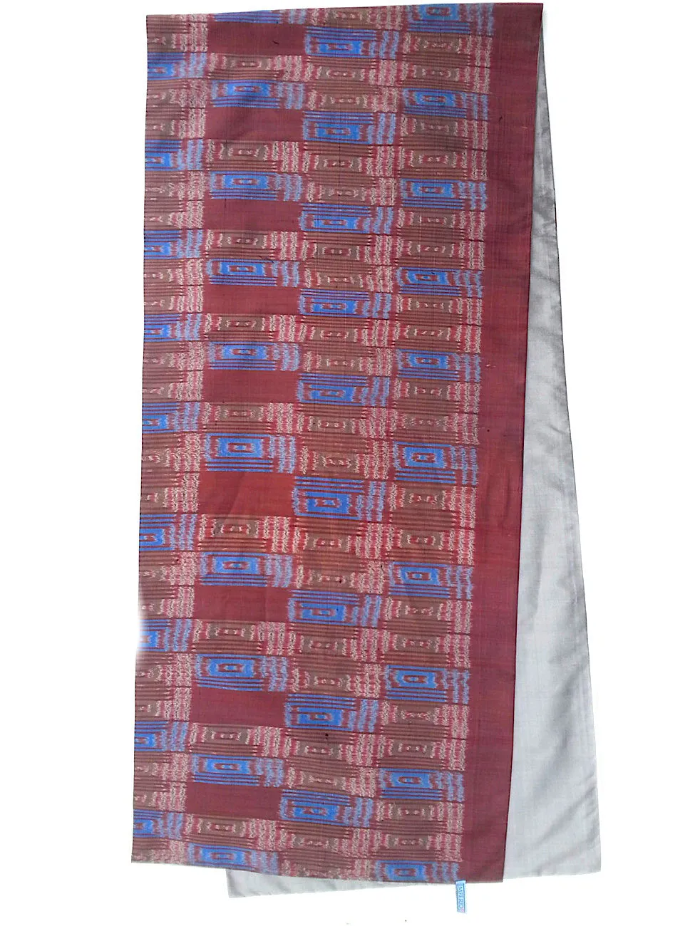 Silk Ikat Double Side Shawl Burgundy Silver