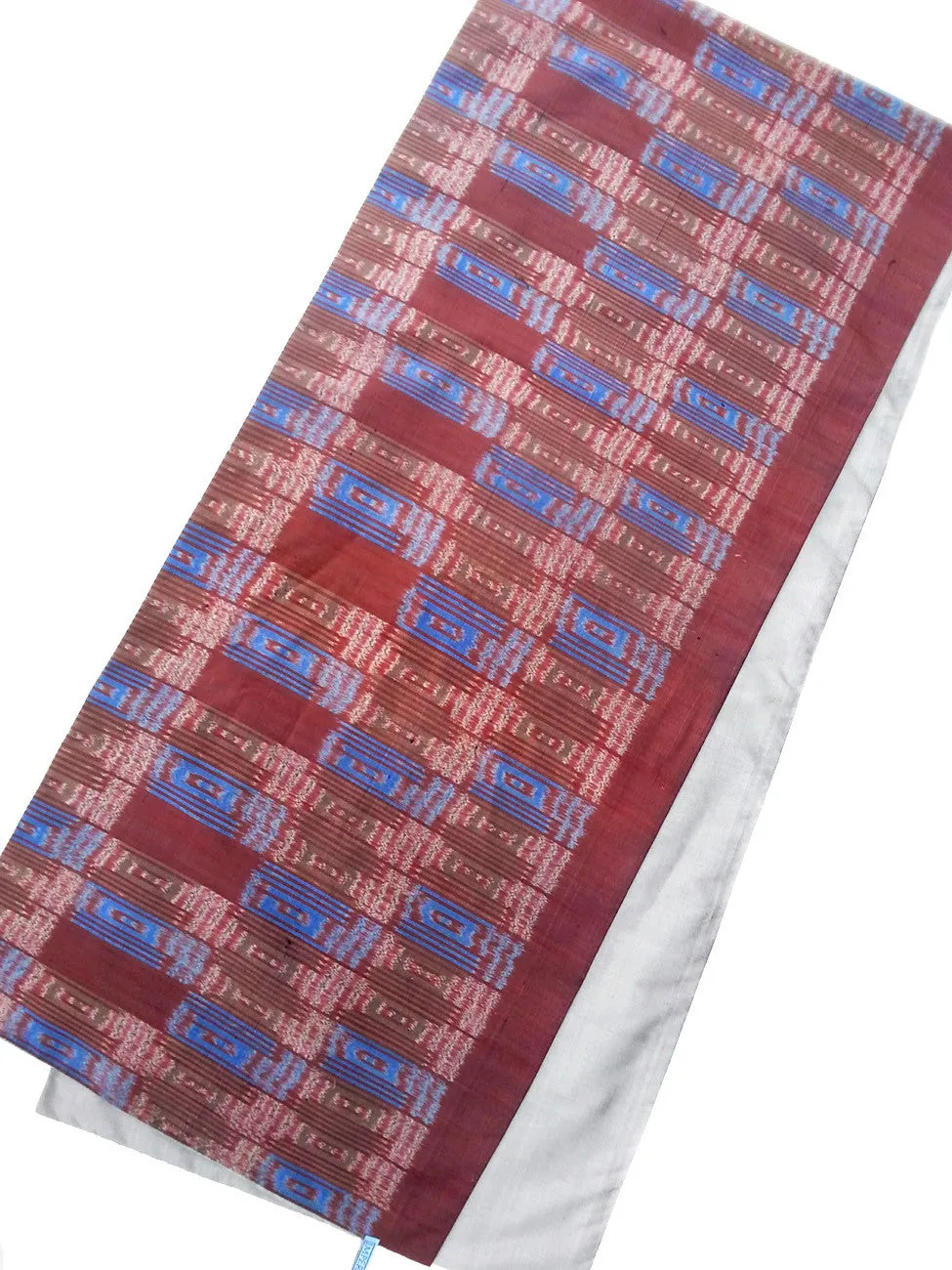 Silk Ikat Double Side Shawl Burgundy Silver