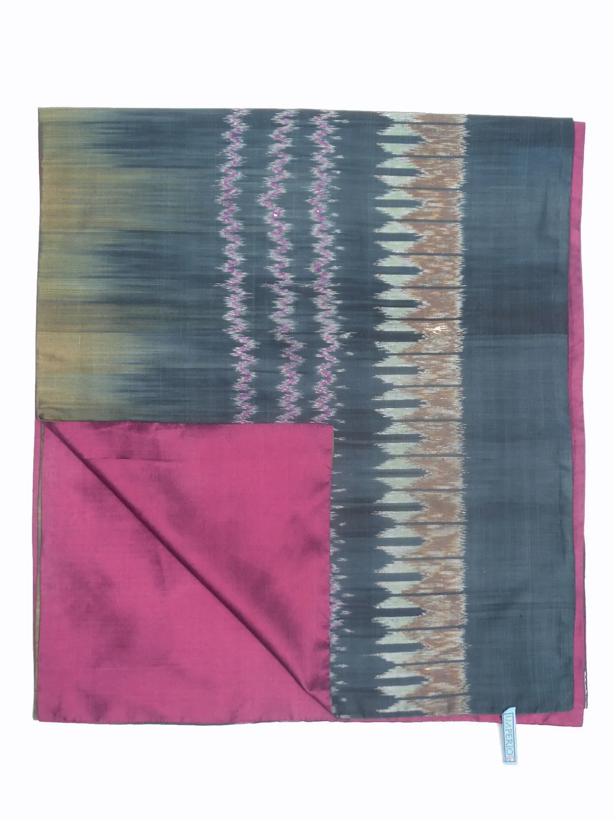 Silk Ikat Double Sided Shawl Black Eggplant