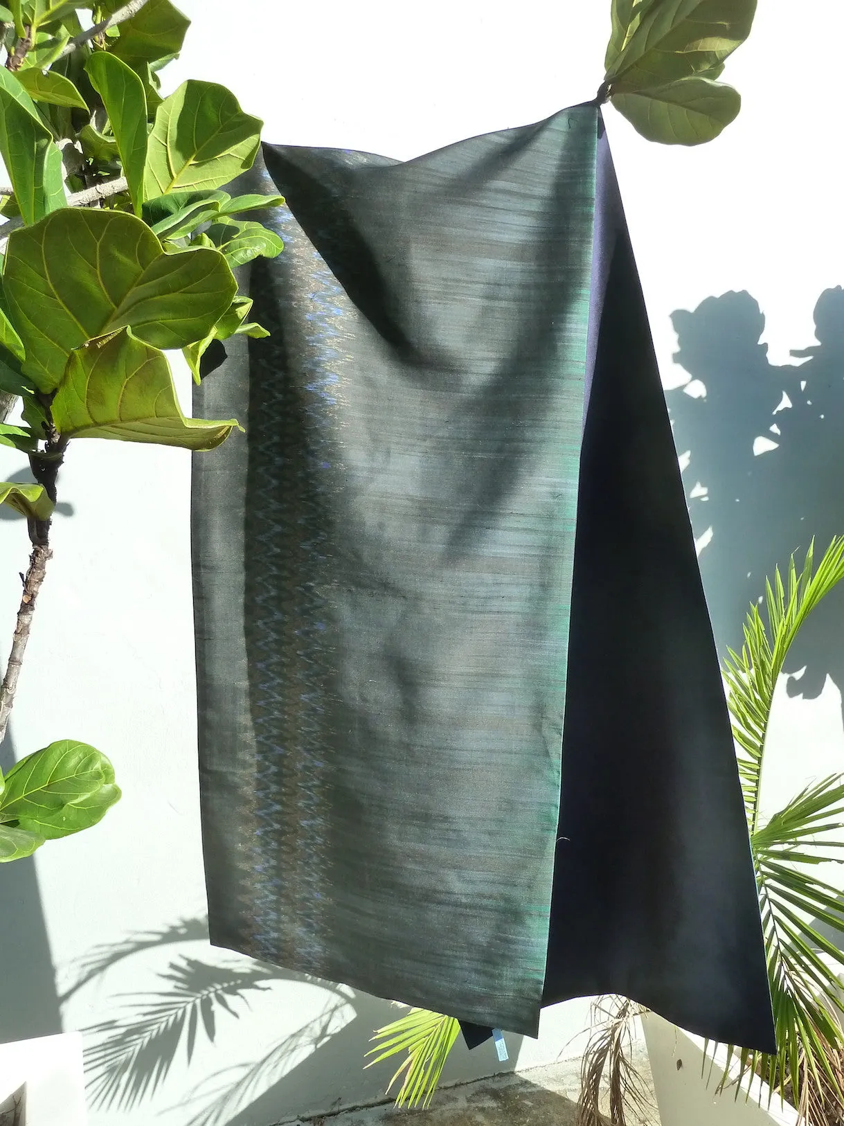 Silk Ikat Double Sided Shawl Black Eggplant