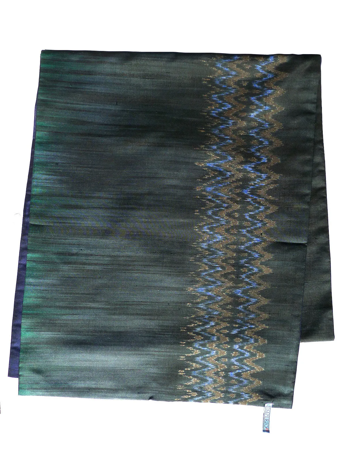 Silk Ikat Double Sided Shawl Black Eggplant