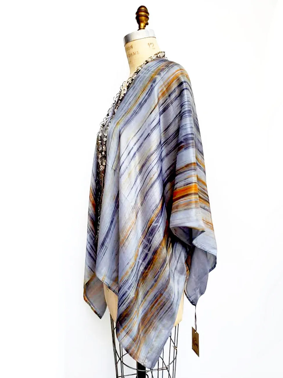 Silk Poncho Cape Hand Painted Watercolor