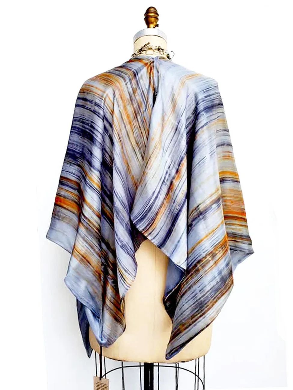 Silk Poncho Cape Hand Painted Watercolor