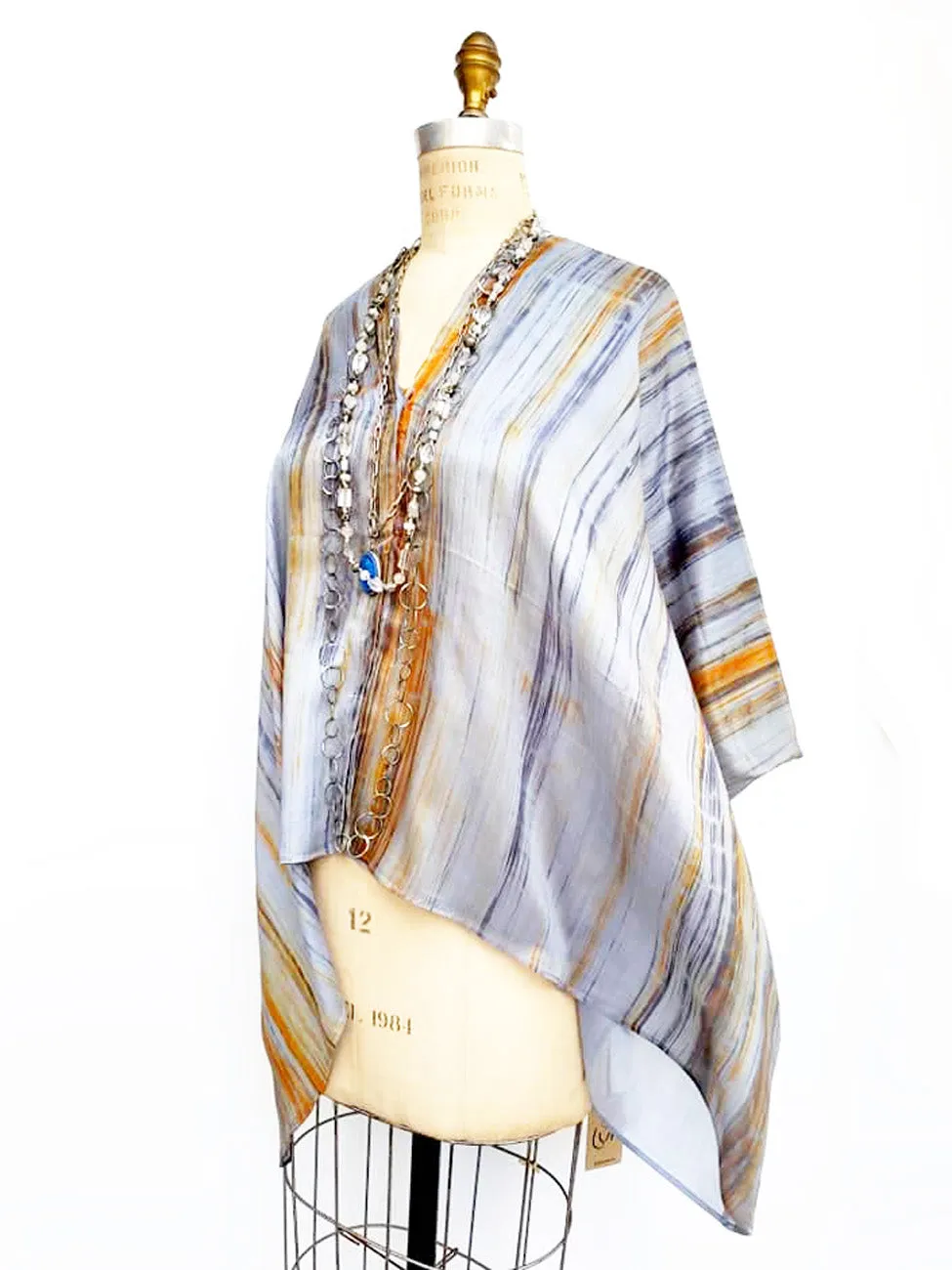 Silk Poncho Cape Hand Painted Watercolor