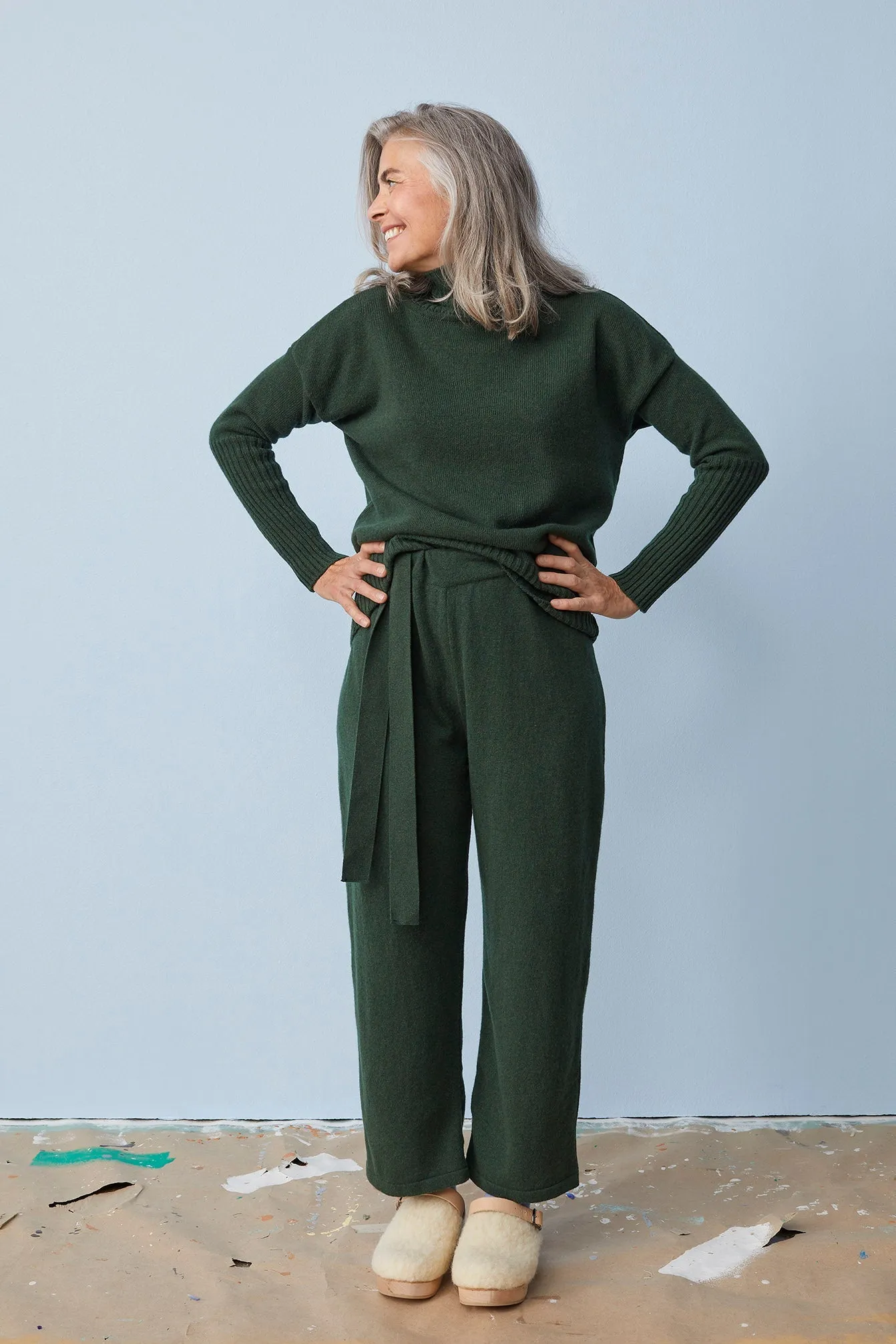 Soft Wool Pants Forest Green