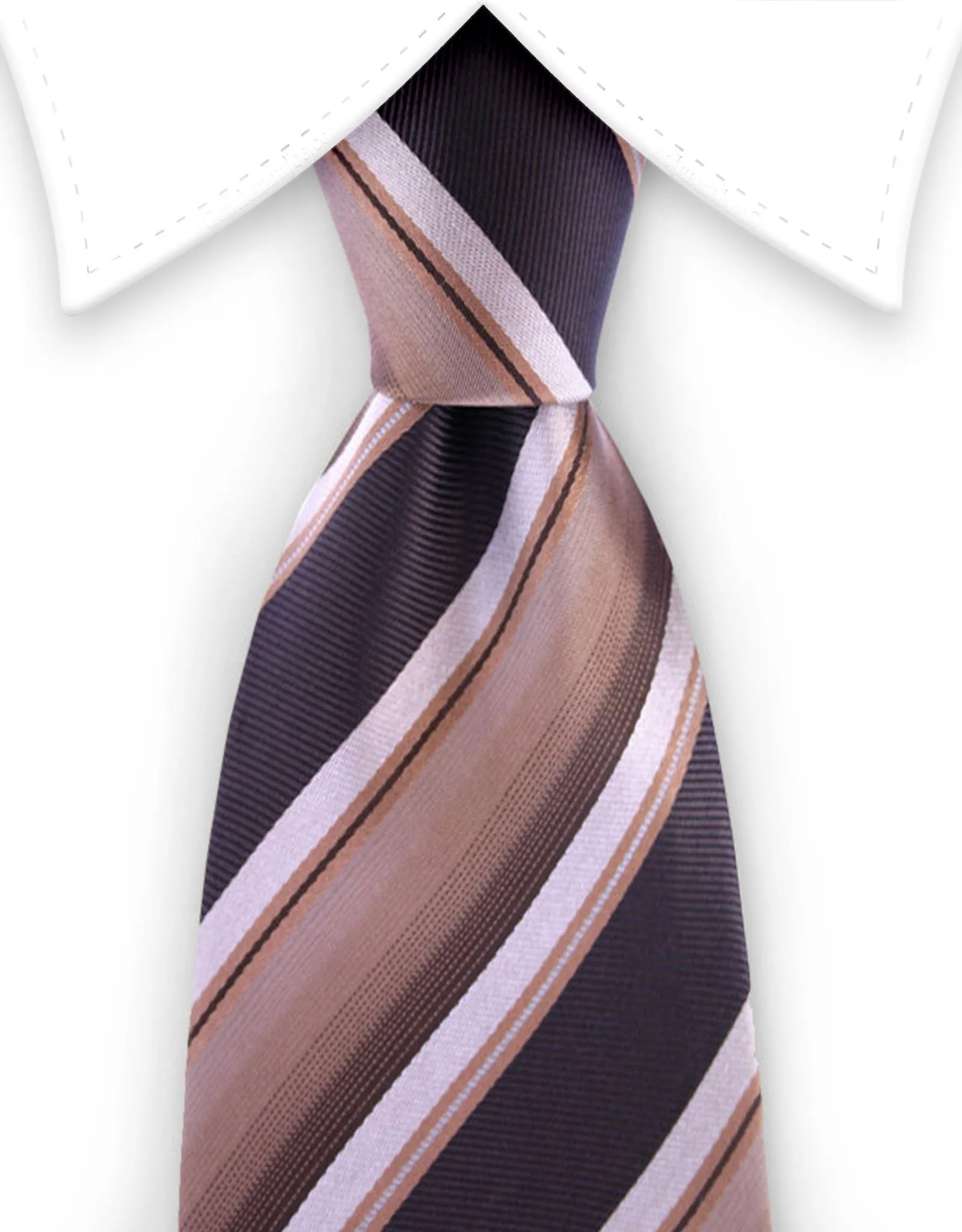 Striped Brown and Tan Silk Tie